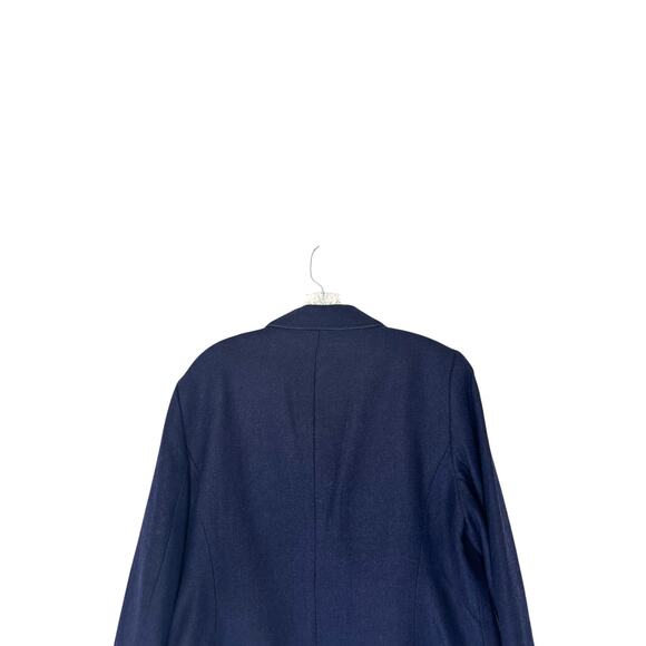 Talbots Plus Blue Office Work Herringbone Wool Blend Aberdeen Blazer Size 16 - Picture 8 of 12